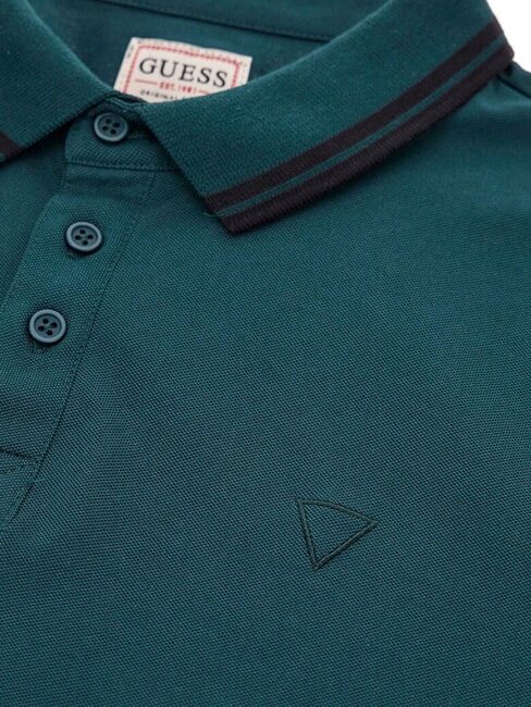 PIQUE Stretch short-sleeved polo shirt dark jade - Polo shirt
