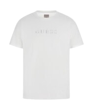 GUESS LOGO EMBROIDERY Cotton T-shirt purwhite - T-shirt - 4