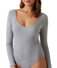 GUESS TESSA Long sleeve ribbed bodysuit gj medium grey heath - T-shirt - 3