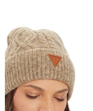GUESS KNITTED Braided hat with cuff Camel - Hats - 2