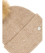 GUESS STRASS Hat with pom pom Camel - Hats - 3