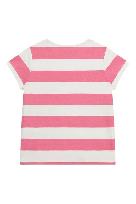 KIDS Striped T-shirt white and fuchsia st - Child T-shirt