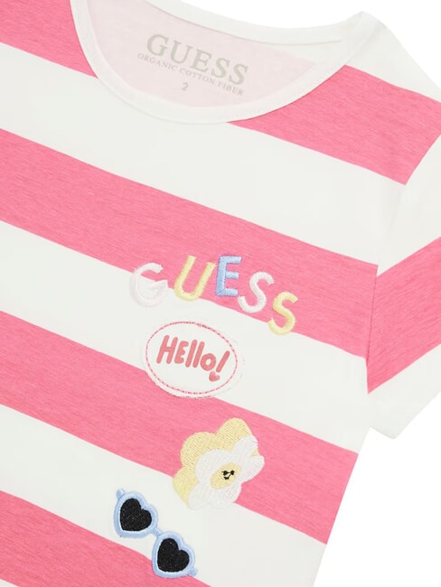 KIDS Striped T-shirt white and fuchsia st - Child T-shirt