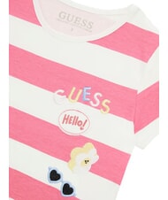 GUESS KIDS Striped T-shirt white and fuchsia st - Child T-shirt - 3
