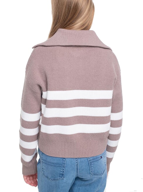 KIDS Striped zip-up cardigan brown white stripes - Children's Sweaters