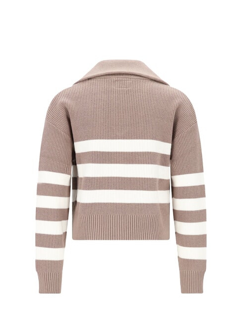 KIDS Striped zip-up cardigan brown white stripes - Children's Sweaters