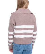GUESS KIDS Striped zip-up cardigan brown white stripes - Children's Sweaters - 4