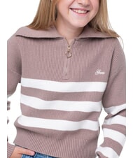 GUESS KIDS Striped zip-up cardigan brown white stripes - Child T-shirt - 5