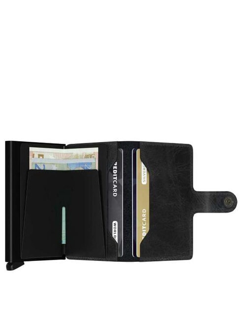 VINTAGE  Leather wallet with aluminum card holder black - Men’s Wallets