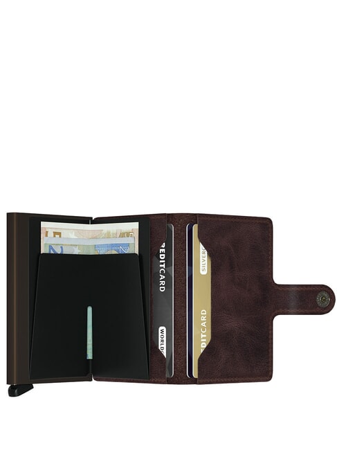 VINTAGE  Leather wallet with aluminum card holder chocolate - Men&rsquo;s Wallets