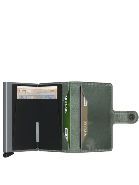 VINTAGE  Leather wallet with aluminum card holder sage - Men&rsquo;s Wallets