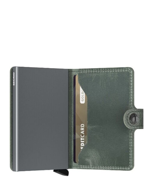 VINTAGE  Leather wallet with aluminum card holder sage - Men&rsquo;s Wallets