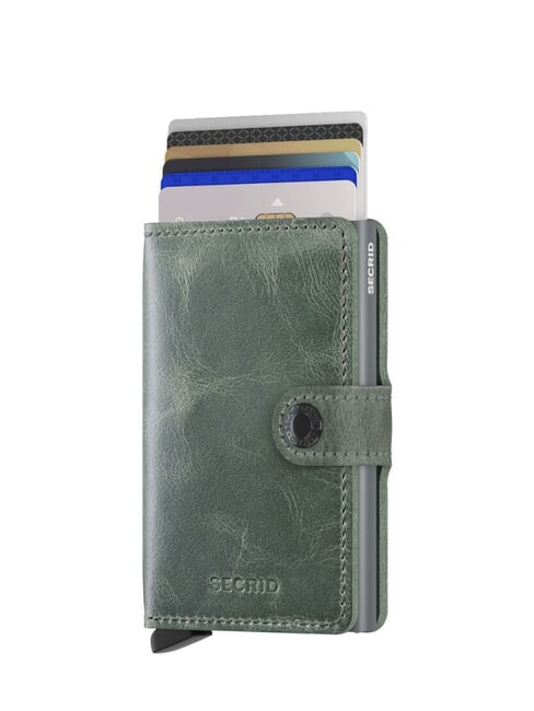 VINTAGE  Leather wallet with aluminum card holder sage - Men&rsquo;s Wallets