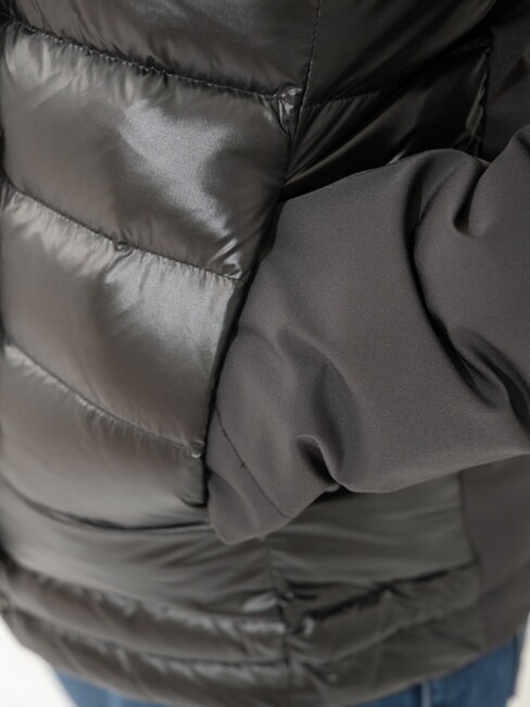 PURENESS Bi-material down jacket with hood black - Women's down jackets