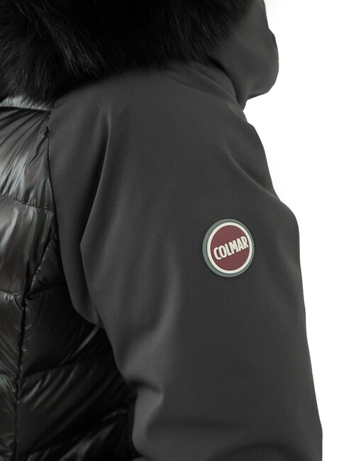 PURENESS Bi-material down jacket with hood black - Women's down jackets