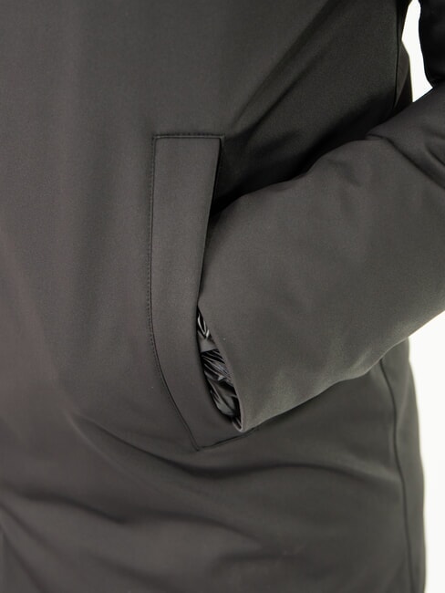 PURENESS Long down jacket with hood black - Women's down jackets