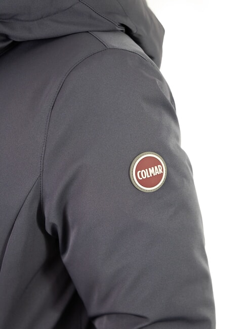 PURENESS Bi-material down jacket with hood navy blue - Women's down jackets