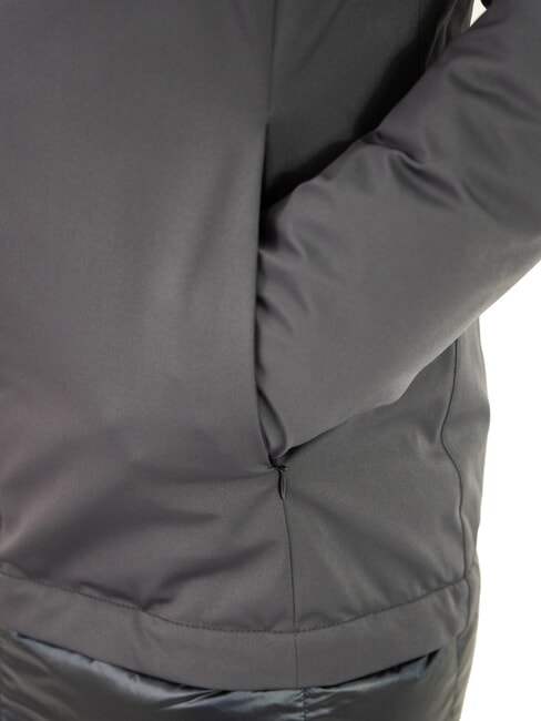 PURENESS Bi-material down jacket with hood navy blue - Women's down jackets