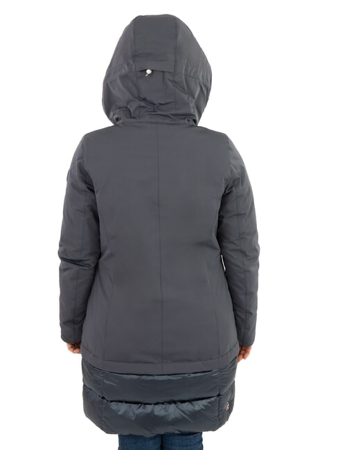 PURENESS Bi-material down jacket with hood navy blue - Women's down jackets