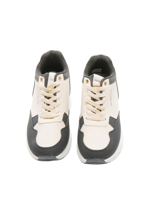METALLIC LOGO High-top two-tone leather sneakers white/black - Women’s shoes