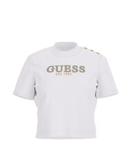GUESS CN SS CROPPED Cotton T-Shirt purwhite - T-shirt - 4