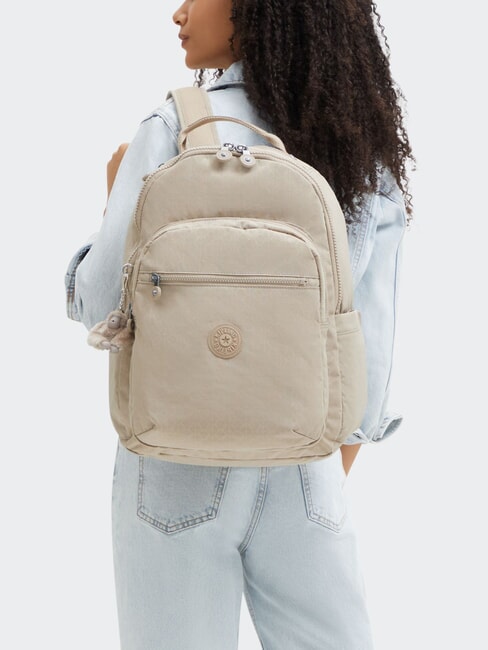 SEOUL L 15 "laptop backpack signature beige embossed - Backpacks & School and Leisure