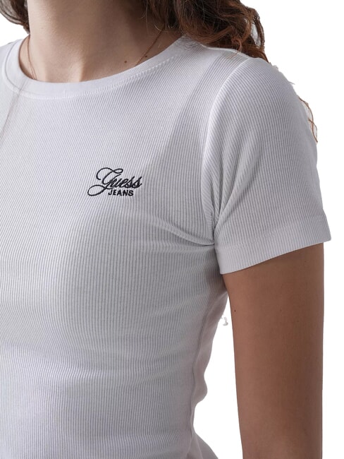 SS CN EMBRO SLIM Stretch cotton T-shirt purwhite - T-shirt