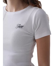 GUESS JEANS SS CN EMBRO SLIM Stretch cotton T-shirt purwhite - T-shirt - 3