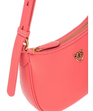 PINKO HALF MOON BABY Leather shoulder bag coral. spiced-antique gold - Women’s Bags - 3