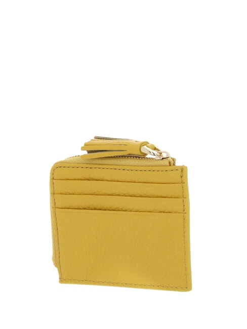 TASSEL Card holder with zip in hammered leather sunny - Women’s Wallets