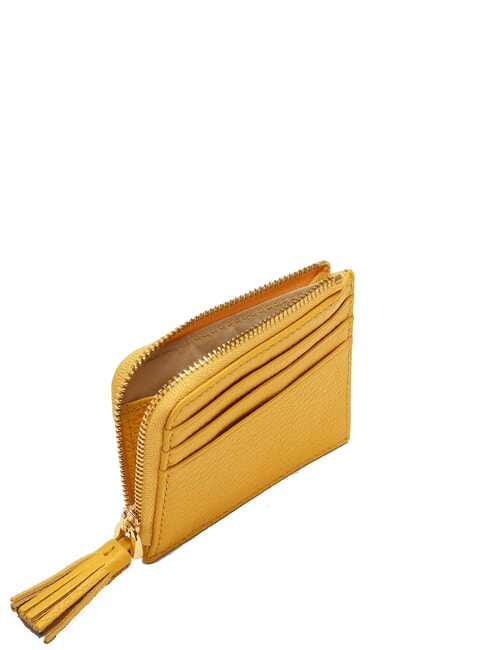 TASSEL Card holder with zip in hammered leather sunny - Women’s Wallets