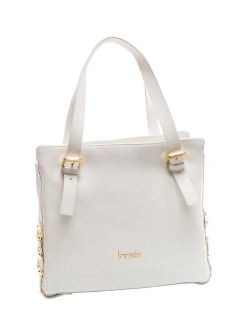 NORA Leather shopping bag with buckles white - Women&rsquo;s Bags