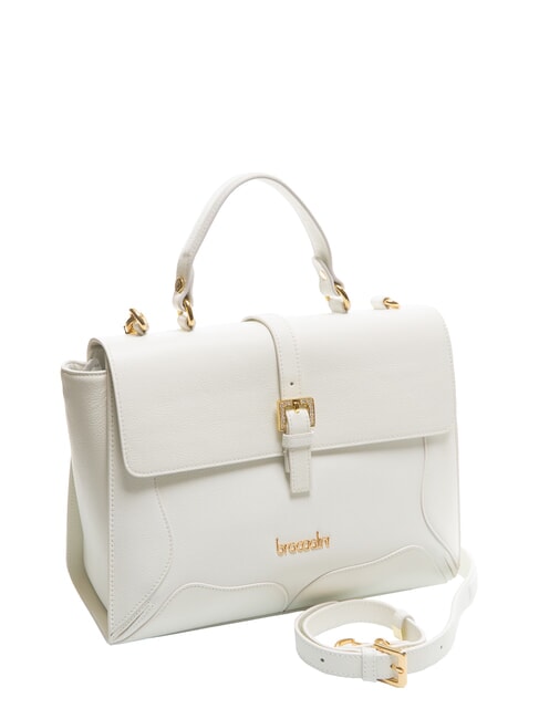 HELLEN Leather briefcase bag with buckle white - Women’s Bags