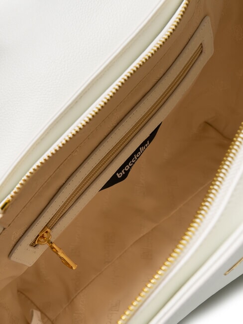 HELLEN Leather briefcase bag with buckle white - Women’s Bags