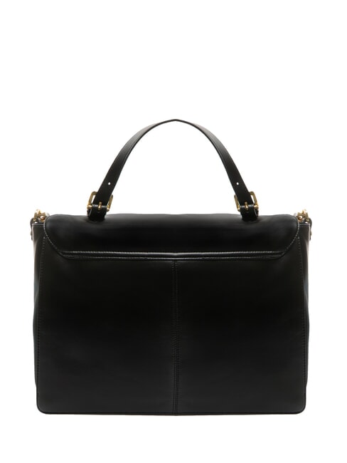 GRETA Leather briefcase bag with shoulder strap black - Women’s Bags