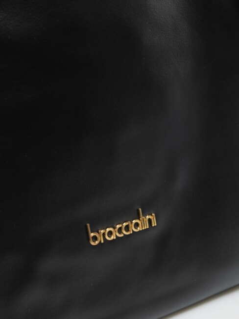 SOFIA Leather shoulder bag with little flowers black - Women’s Bags