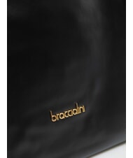 BRACCIALINI SOFIA Leather shoulder bag with little flowers black - Women’s Bags - 3