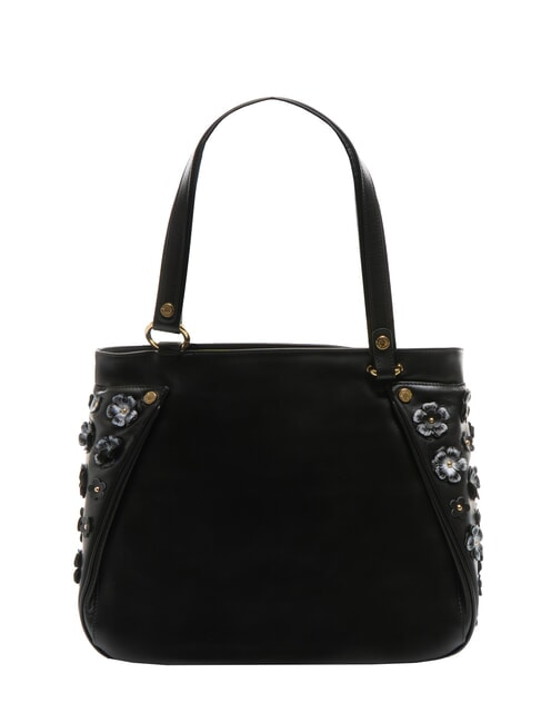 SOFIA Leather shoulder bag with little flowers black - Women’s Bags