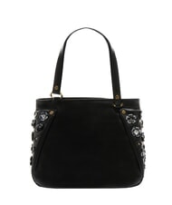 BRACCIALINI SOFIA Leather shoulder bag with little flowers black - Women’s Bags - 4
