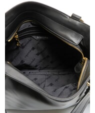 BRACCIALINI SOFIA Leather shoulder bag with little flowers black - Women’s Bags - 5