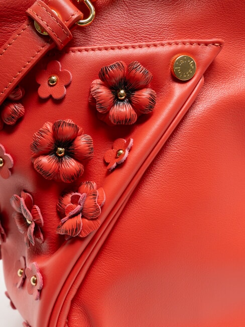 SOFIA Leather handbag with little flowers red - Women&rsquo;s Bags