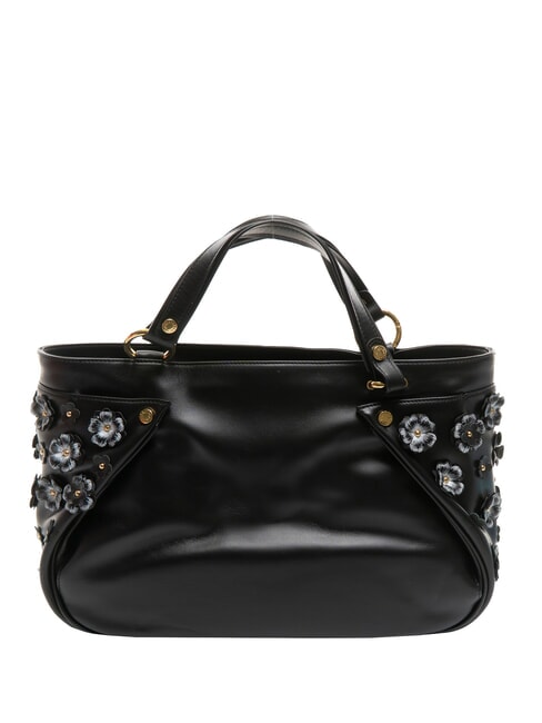 SOFIA Leather handbag with little flowers black - Women’s Bags