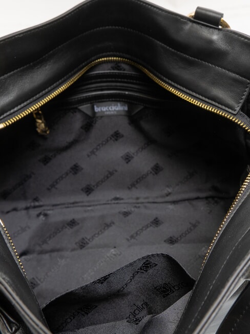 SOFIA Leather handbag with little flowers black - Women’s Bags