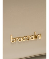 BRACCIALINI NORA Leather satchel bag with buckles beige - Women’s Bags - 3