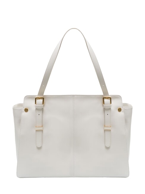 GRETA Leather shopping bag with buckles white - Women’s Bags