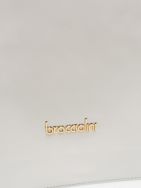 GRETA Leather shopping bag with buckles white - Women’s Bags