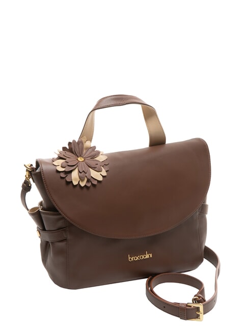 SOFIA Leather Handbag with Flower brown - Women’s Bags