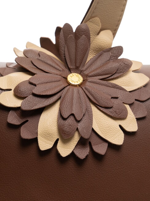 SOFIA Leather Handbag with Flower brown - Women’s Bags
