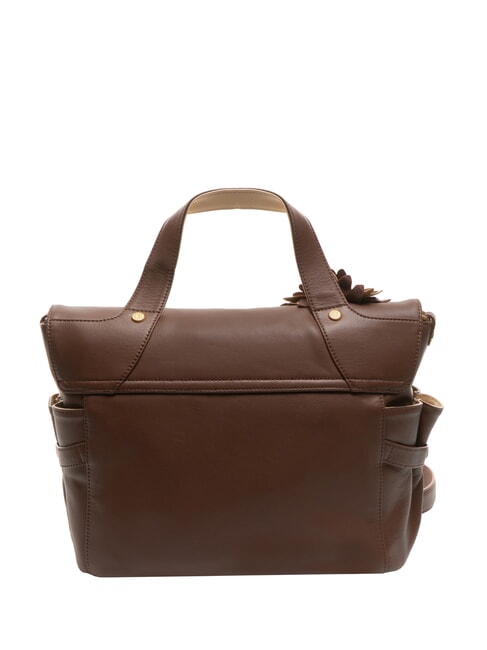 SOFIA Leather Handbag with Flower brown - Women’s Bags