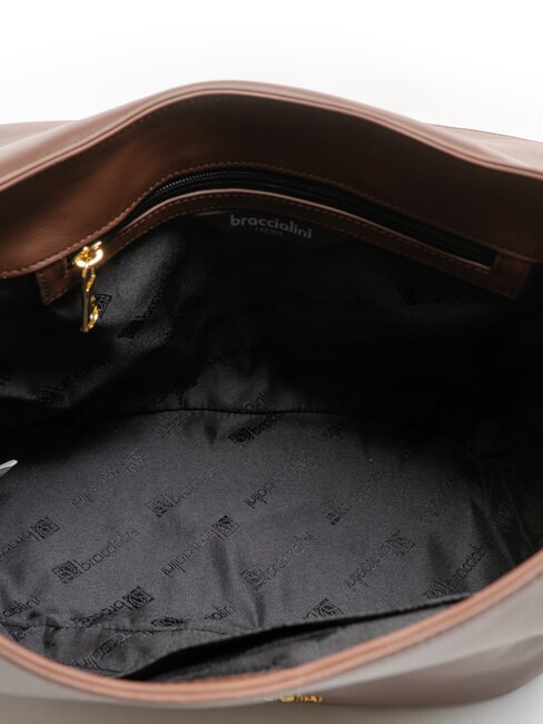 SOFIA Leather Handbag with Flower brown - Women’s Bags